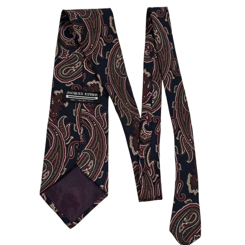 JACQUES‎ ESTIER Paisley Silk Tie Navy Red Mens Luxury Italian Business Casual